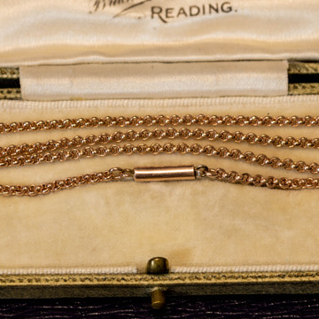 Antique 9ct Rose Gold Chain with Barrel Clasp, Rolo Link  Necklace 51 cm / 20 inches, 7.7g.