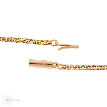 Antique 9ct Rose Gold Box Link Chain Necklace, 45.5 cm / 18 inches, 4.3g.