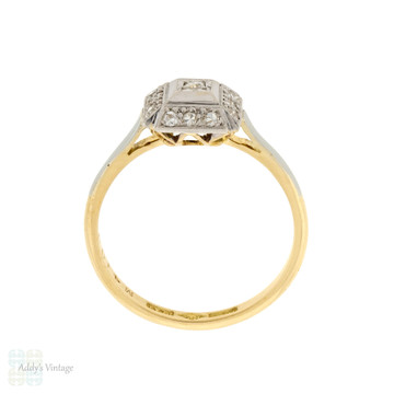 Art Deco Diamond Engagement Ring, Square Shaped Cluster Ring 18ct Platinum.