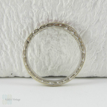 Vintage Ruby Half Hoop Wedding Ring in Engraved 18 Carat White Gold. French Cut Ruby Wedding Band.