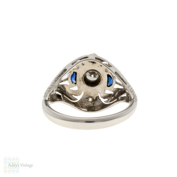 Old European Cut Filigree Engagement Ring, 18ct White Gold Art Deco Ring.