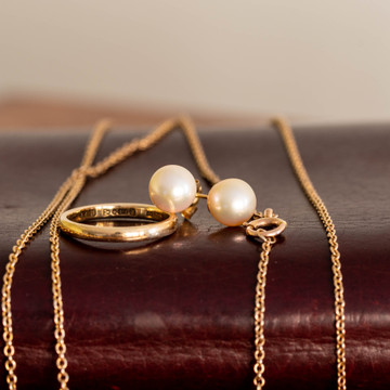 Cultured Pearl Stud Earrings, June Birthstone 14k Yellow Gold.