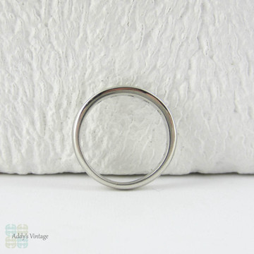 Platinum & Five Stone Round Brilliant Diamond Ring. Vintage 1950s Half Hoop Wedding Band with Pave Set Diamonds. Size F.5 / 3.25.