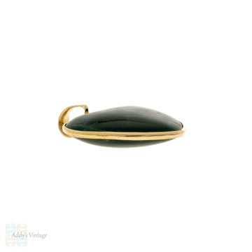 Vintage Serpentine Heart Pendant 14k 14ct Yellow Gold.