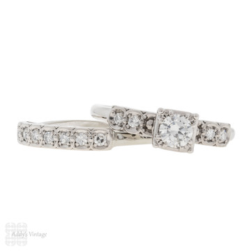 Vintage Jabel Wedding Set, Matching 18k Engagement Ring & Wedding Band.