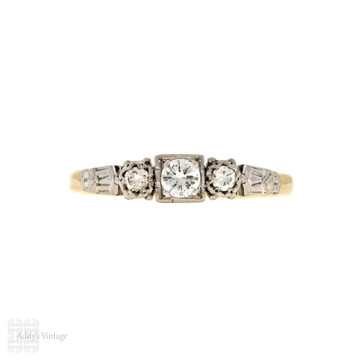 Vintage Three Stone Diamond Engagement Ring, 0.25ctw 18ct & Platinum.