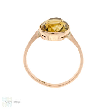 Antique Oval Cut Citrine Ring, Bezel Set 9ct 9k Rose Gold.