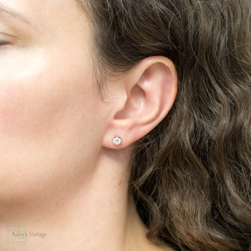Old European Cut 0.80 ctw Diamond Stud Earrings, 18ct Two Tone Gold.
