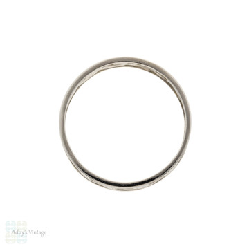 Vintage Platinum Horseshoe Wedding Ring, Wide Engraved Band Size R.5 / 9.