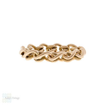 Antique 12ct Gold Chain Link Ring, Flexible 12k Gold Band Size O.5 / 7.5.