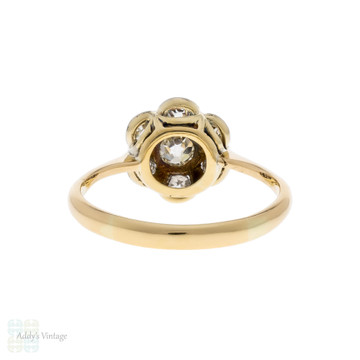 Diamond Daisy Engagement Ring, Antique Edwardian 18ct Platinum Cluster Ring.