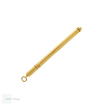 Vintage 18ct 18k Gold Drinks Swizzle, Engine Turned Mid Century Drinks Stirrer.