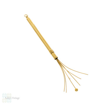 Vintage 18ct 18k Gold Drinks Swizzle, Engine Turned Mid Century Drinks Stirrer.
