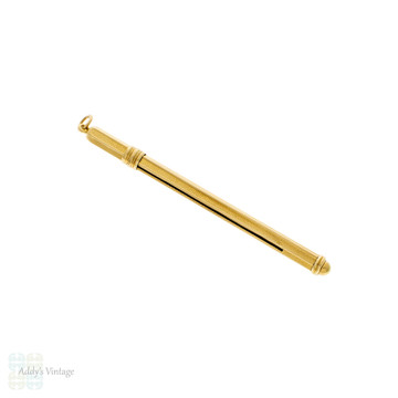 Vintage 18ct 18k Gold Drinks Swizzle, Engine Turned Mid Century Drinks Stirrer.
