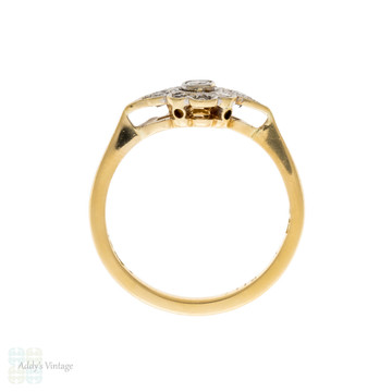Art Deco Asymmetrical Swirl Diamond Ring, Vintage Cluster 18ct & PLAT.