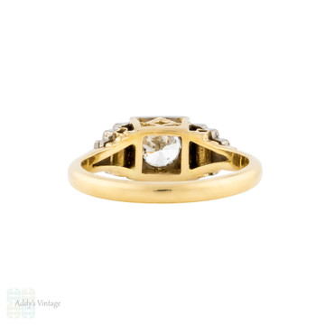 Vintage Diamond Engagement Ring, Waterfall Stepped Design, 18ct & PLAT.