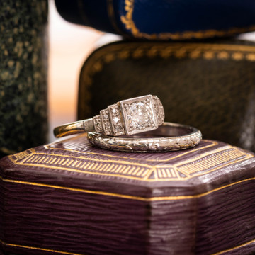 Vintage Diamond Engagement Ring, Waterfall Stepped Design, 18ct & PLAT.