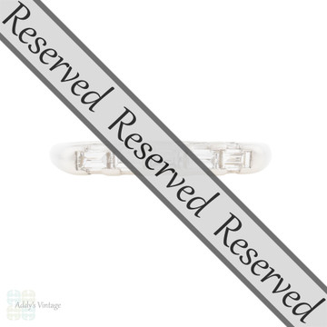 Baguette Five Stone Platinum Vintage Mid Century Wedding Ring.