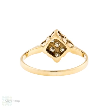 Edwardian Antique Kite Shaped Diamond Cluster Ring, 18ct & Plat.