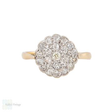 Antique Old Cut Diamond Cluster Ring, 14ct Gold.