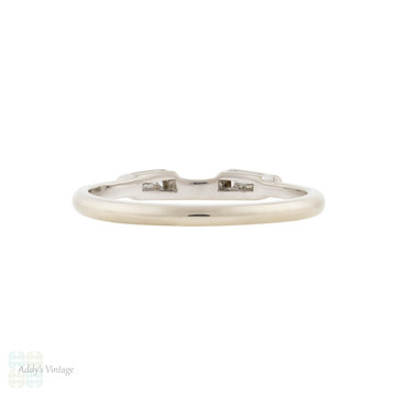 Vintage Tapered Baguette Diamond Wedding  Ring, for Set, 14k White Gold Band.