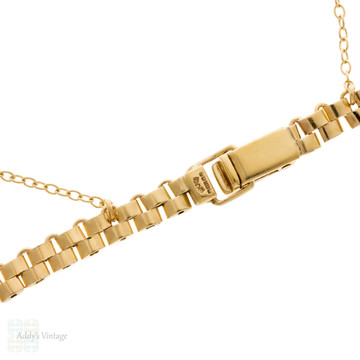 Undulating Vintage Fringe Necklace, 9ct Yellow, White & Rose Gold Cleopatra Style Chain.