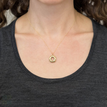 Lifesaver 9ct Gold Pendant, Vintage Midcentury Life Ring 9k Charm.