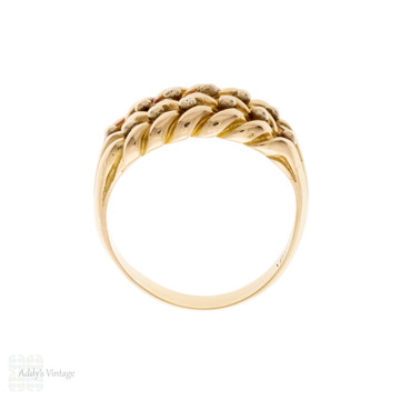 Antique 18ct Rose Gold Keeper Ring, Wide Braided Design Band.