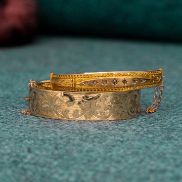 Vintage 9ct Gold Engraved Bangle, 1960s Chunky Bracelet, 20g.