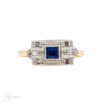 Vintage Mid Century Sapphire & Diamond Ring, 18ct & Platinum