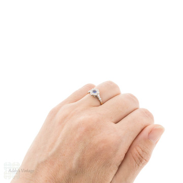 Vintage Sapphire & Diamond Floral Cluster Ring, 18ct Gold.