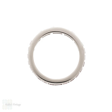 Ruby Chanel Set 18ct White Gold Eternity Full Hoop Ring, Vintage Midcentury.