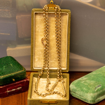 Antique Belcher 9ct Gold Chain, Victorian Necklace with Large Clasp, 87 cm / 34.25 inches.