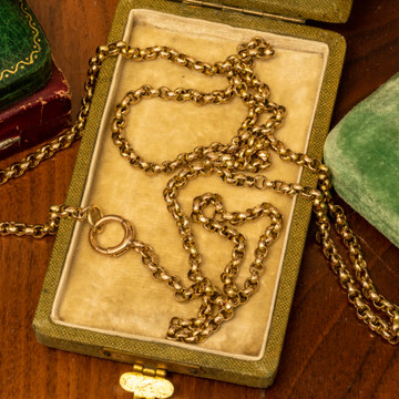 Antique Belcher 9ct Gold Chain, Victorian Necklace with Large Clasp, 87 cm / 34.25 inches.