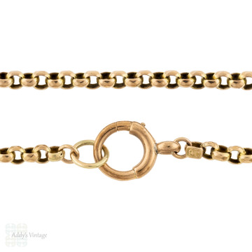 Antique Belcher 9ct Gold Chain, Victorian Necklace with Large Clasp, 87 cm / 34.25 inches.