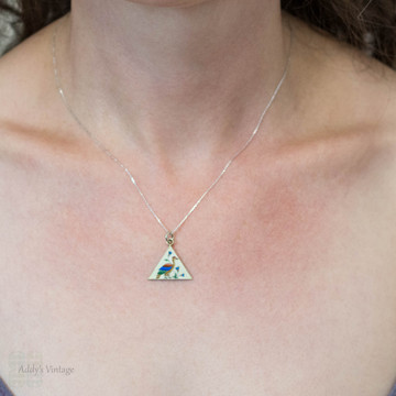 Antique Victorian Golden Pheasant Bird Pendant, 800 Silver & Enamel.