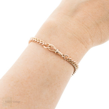 Antique 9ct Rose Gold Graduating Curb Link Bracelet, 7.5 inches, 19g.