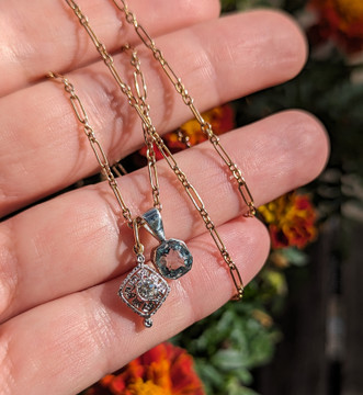 Old Cut Diamond Vintage Filigree Pendant, 0.17ctw, 14ct Gold & Platinum.