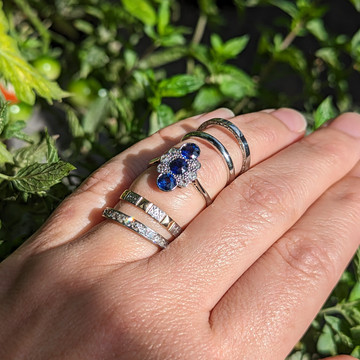 French Vintage Diamond Half Hoop Platinum Wedding Ring, 0.38ctw.