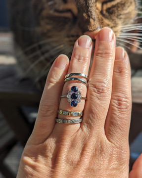 French Vintage Diamond Half Hoop Platinum Wedding Ring, 0.38ctw.