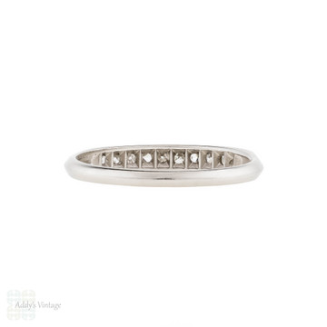 Vintage Channel Set Ten Diamond Platinum Wedding Ring, Circa 1930s.