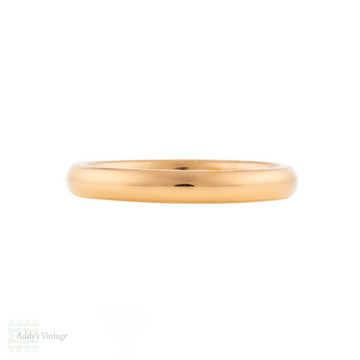 22ct Rose Gold Vintage Ladies Wedding Ring, 1950s Donut Shape Ring Size L.5 / 6.