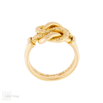 Antique Edwardian 18ct Lovers Knot Ring, Textured Intertwined Band Circa 1900.