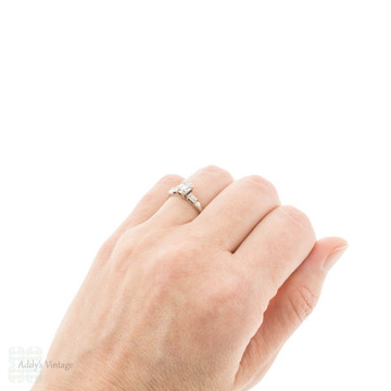 Vintage Emerald Cut & Baguette Diamond Engagement Ring 14k.