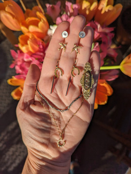 Antique 9ct Gold Trombone Link Chain with Barrel Clasp, 37.3 cm.