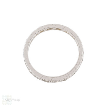 Art Deco Platinum Diamond Eternity Ring, Antique Full Hoop Band Size N.5 / 7.