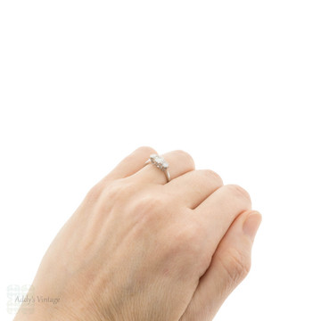 Three Stone Vintage Diamond Engagement Ring, Platinum Set 0.75ctw Ring.