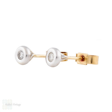 Bezel Set Diamond Stud Earrings, Donut Shape 9ct Heavy Bezel.