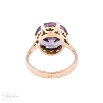 Vintage Purple Colour Change Synthetic Sapphire Ring, 14k Gold.