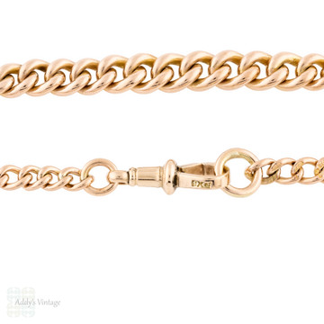 Antique 9ct Rose Gold Graduating Curb Link Bracelet, 7.75 inches, 14g.